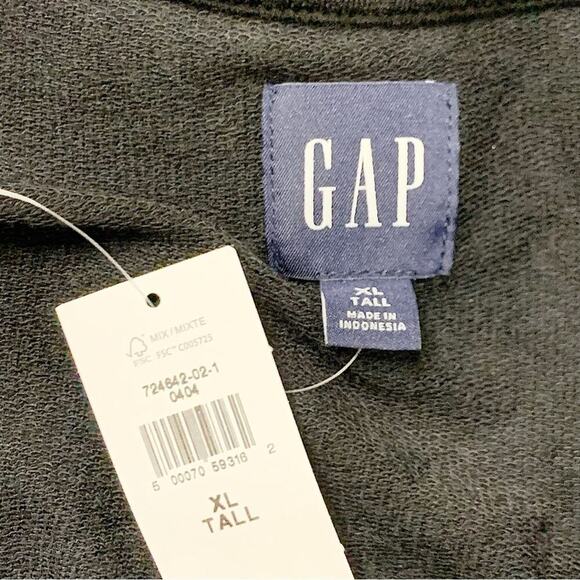 NWT GAP True Black Long Sleeve Henley Sweatshirt Jumpsuit Size XL Tall - Picture 8 of 8